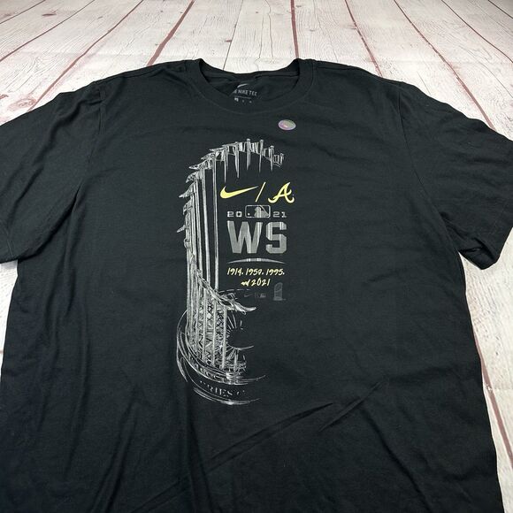 Men's Nike 2021 MLB Atlanta Braves World Series Champions Commish T-Shirt XL NWT - Picture 1 of 9